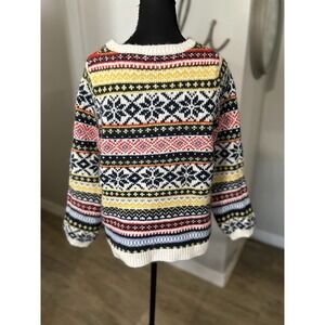 Old Navy Sweater Women Cream Fair Isle Cropped Soft Nordic Ski Size‎ Small